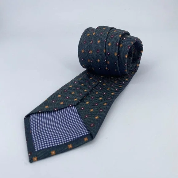 Eton Tie Mens One Size Green‎ Blue Floral Silk Classic Fit Necktie Italy Made